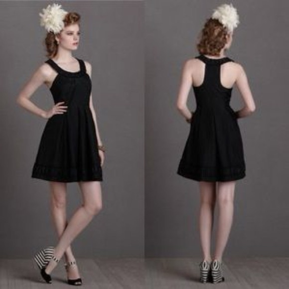 BHLDN x Quillaree Gens Du Monde Dress 100% Silk Black Size 4 - Picture 1 of 16